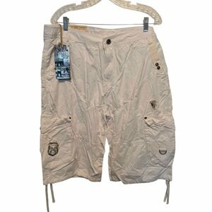 Vintage Stone Touch Cargo Shorts Skater Baggy Combat White Grunge Long 38 NWT